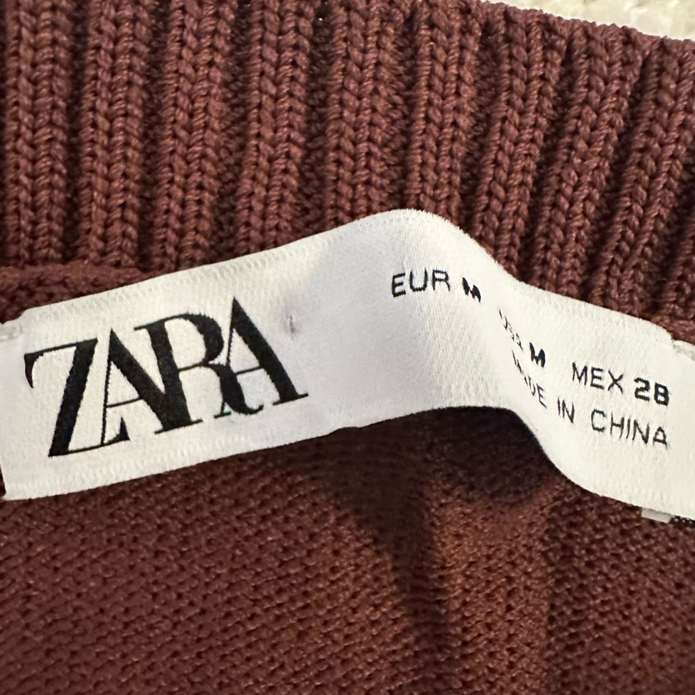 Zara Brown Ribbed Crop Top - Picture 8 of 9